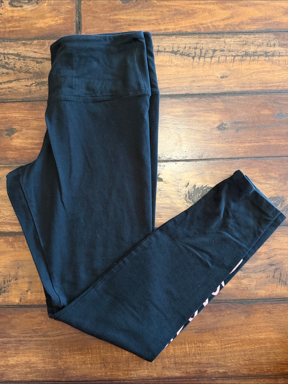 PINK Victoria's Secret Black Leggings with Pink Logo Accent